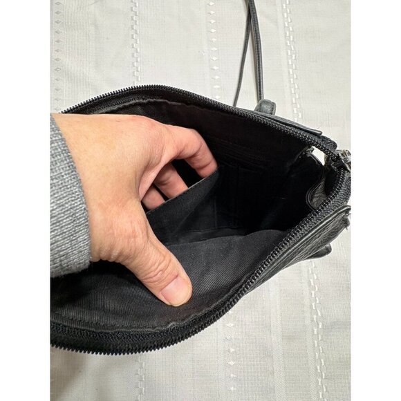 Vintage Fossil Black Leather Small Crossbody Bag Purse Supple Luxury Classic - Picture 12 of 13